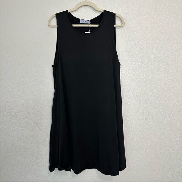 NWT Flycurvy Sleeveless Black Stretchy Side Pockets Dress, Sz XL - Picture 1 of 12